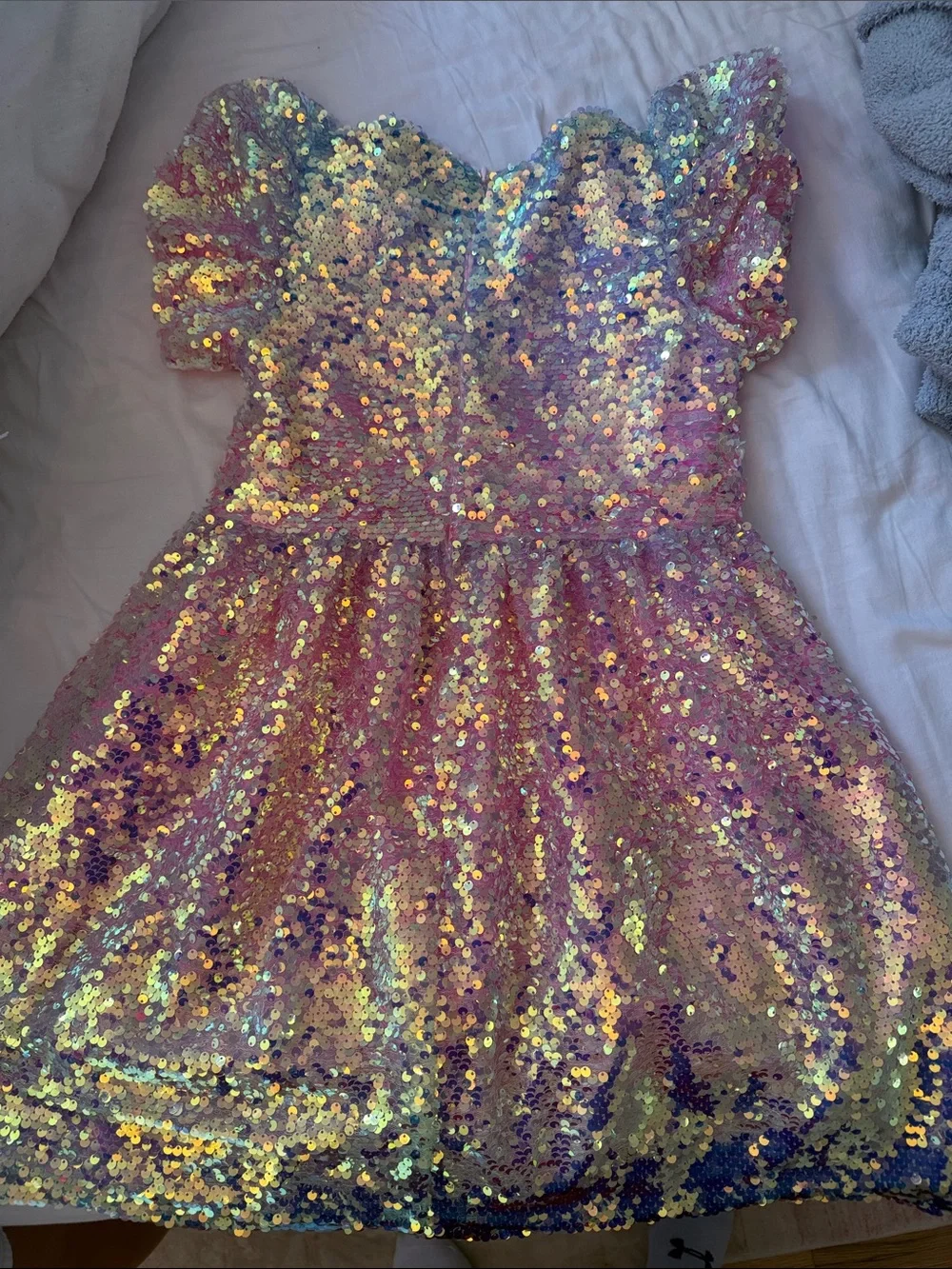 Lola + The Boys Iridescent Pink Sequin Party Dress
